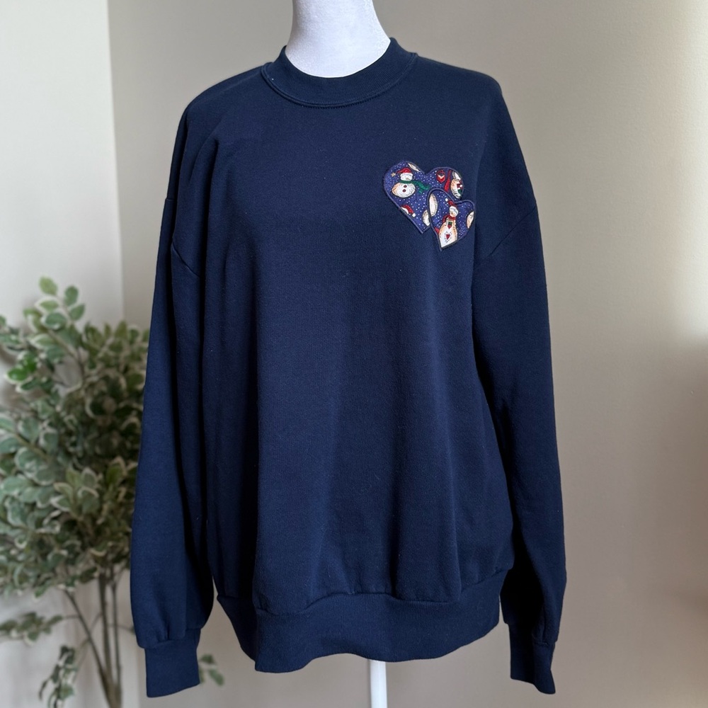 Vintage Jerzees Crewneck Patch/Embroidered Snowman Sweatshirt